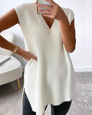 White Knit Sweater Vest