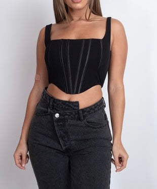 Black Corset Crop Top